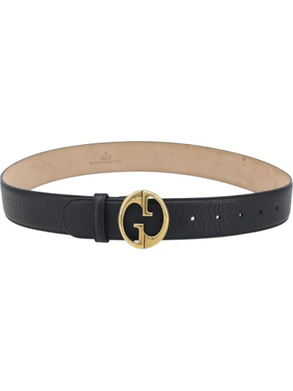 GUCCI Belt Leather 39"" Black Gold 245884 214351 85 34